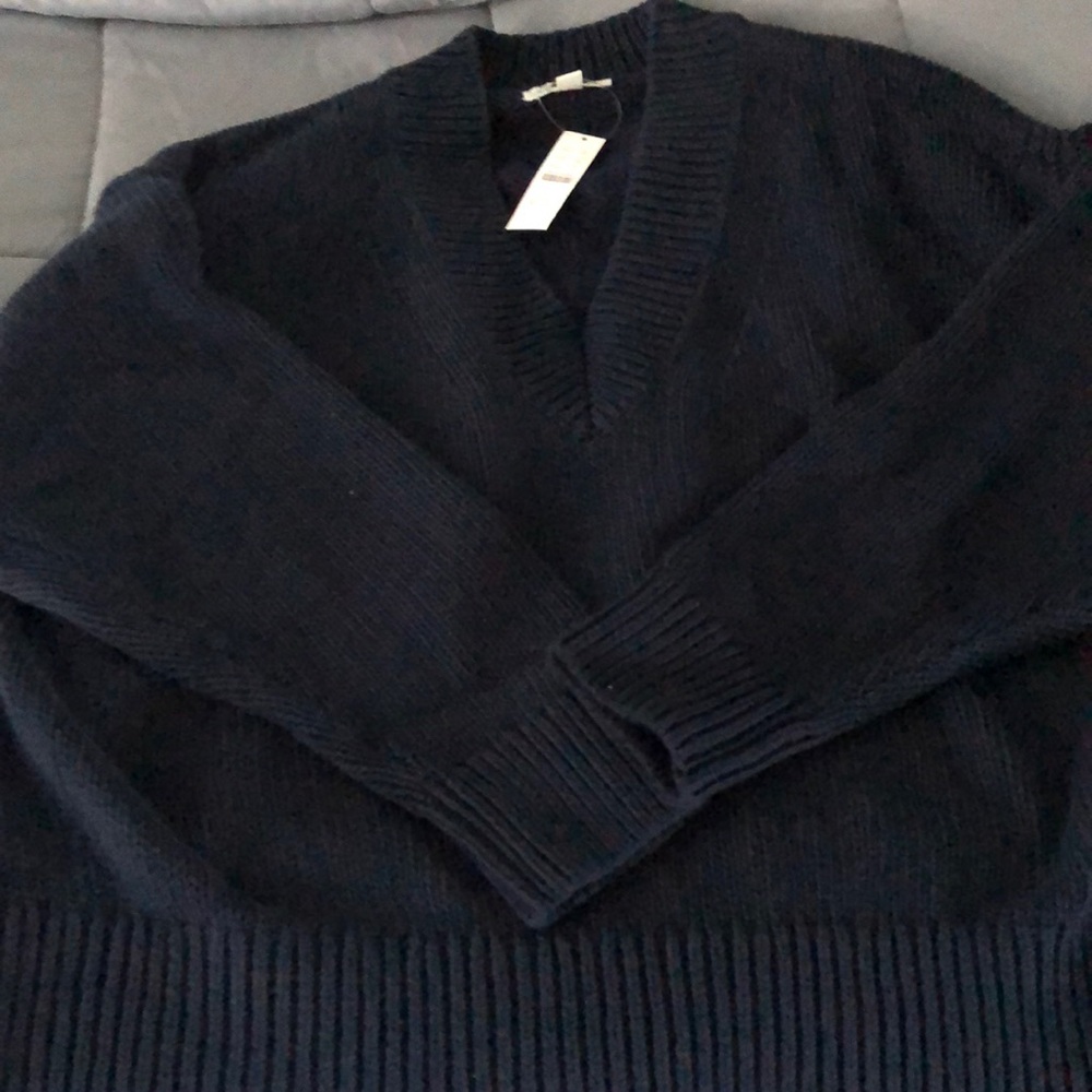 J Crew Relaxed V Neck Sweater Navy Size L